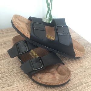 Black/Tan Birkenstock Sandals - Sz 39 (U.S. 8-8.5)